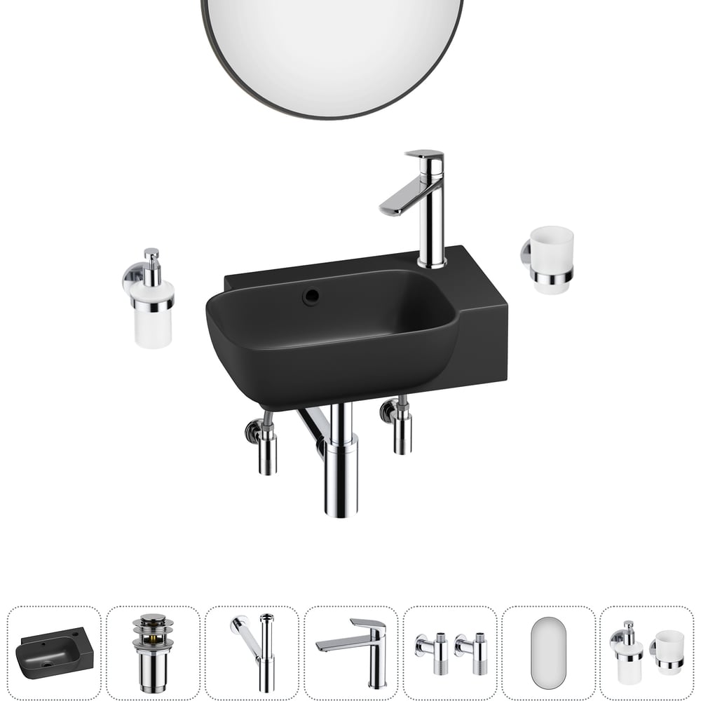 Изображение товара Комплект 7 в 1 Wellsee Lavinia Boho Bathroom Sink накладная/подвесная раковина 40x24 см 20219776R
