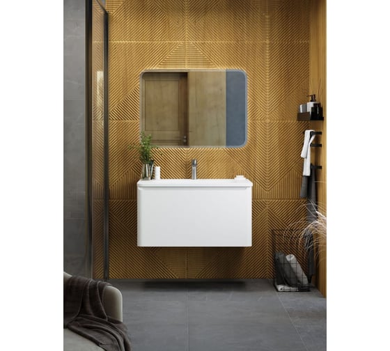 Изображение товара База под раковину подвесная Art&Max SANREMO с одним выкатным ящиком, Белый глянцевый AM-Sanremo-800-1C-SO-BL