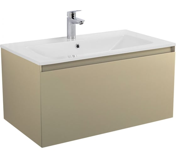 Изображение товара База под раковину подвесная с одным выкатным ящиком Art&Max LATINA Cеро-бежевый матовый AM-Latina-800-1C-SO-BGM