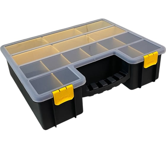 Изображение товара Органайзер 407*340*112 мм черно-желтый с разделителями 22 ячейки 6 глубоких лотков Jetservice JS407-22