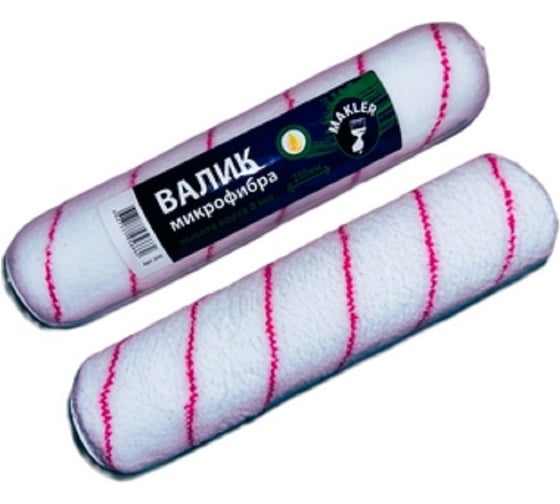 Изображение товара валик микрофибра с розовой полосой, высота ворса 8 мм, под стандартную ручку 8 мм MAKLER D10