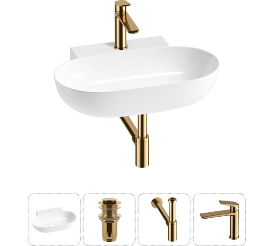 Изображение товара Комплект 4 в 1 Lavinia Boho Bathroom Sink накладная/подвесная раковина 58x40 см 20215137R