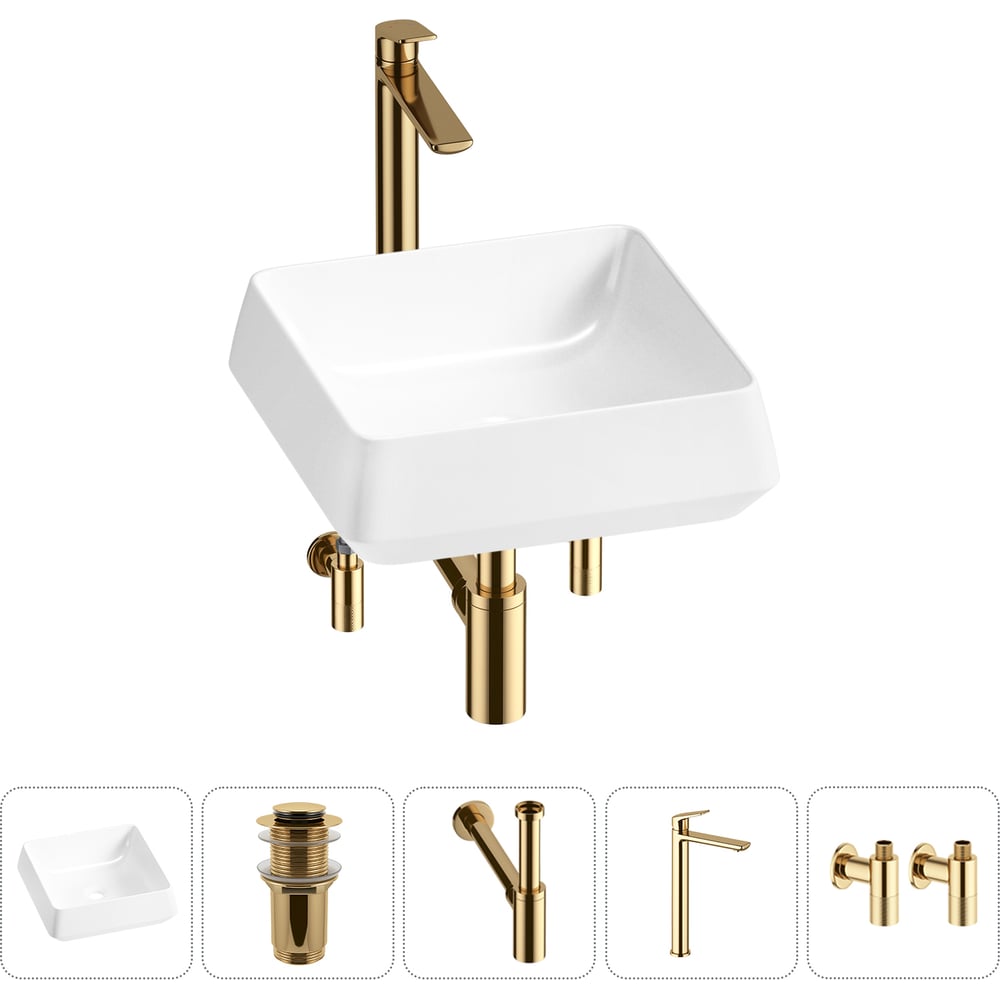 Изображение товара Комплект 5 в 1 Lavinia Boho Bathroom Sink накладная раковина 38x38 см белый