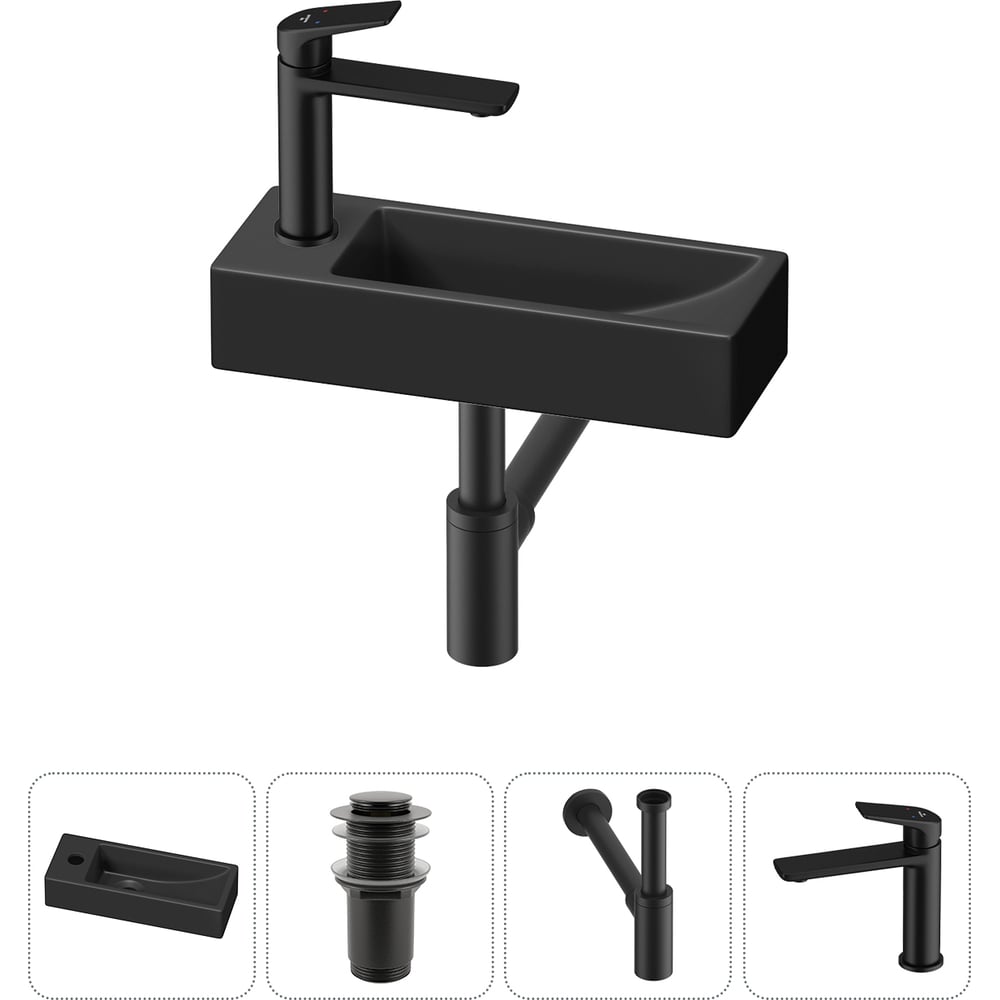 Изображение товара Комплект 4 в 1 Lavinia Boho Bathroom Sink накладная раковина черная 38x14 см