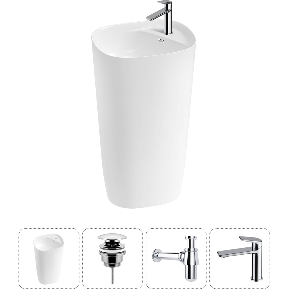 Изображение товара Комплект напольной раковины Lavinia Boho 4 в 1 Wellsee с смесителем и сифоном