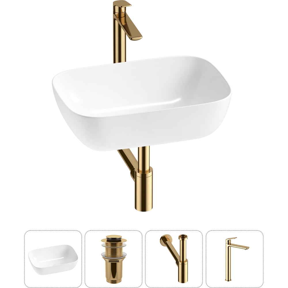 Комплект 4 в 1 Lavinia Boho Bathroom Sink накладная раковина 46x33 см 3331110 20215201R