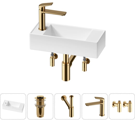 Изображение товара Комплект 5 в 1 Lavinia Boho Bathroom Sink накладная/подвесная раковина 43x18 см 20216287R