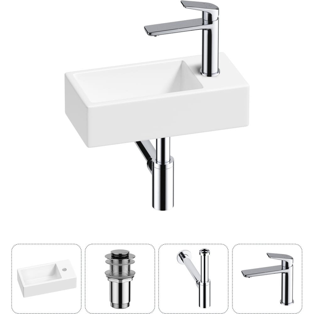 Изображение товара Комплект 4 в 1 Lavinia Boho Bathroom Sink раковина 40x20 см белая фарфор