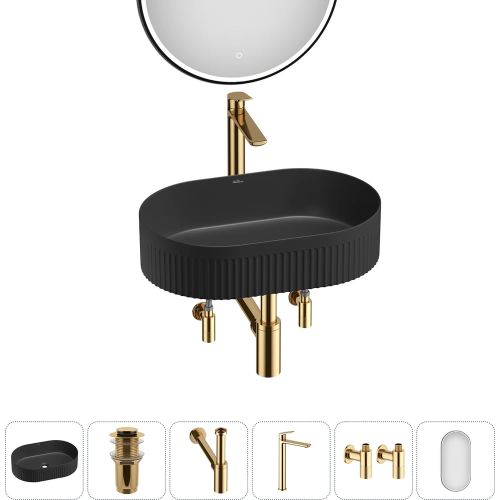 Изображение товара Набор Wellsee 6 в 1 Festive Fox 2.0 накладная раковина 50x32 см черная