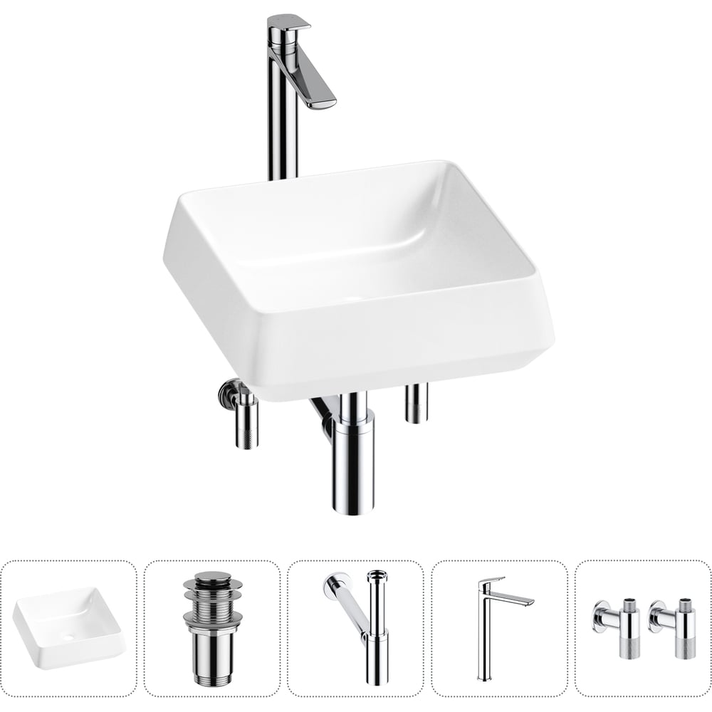 Комплект 5 в 1 Lavinia Boho Bathroom Sink накладная раковина 38x38 см 3331110 20215424R