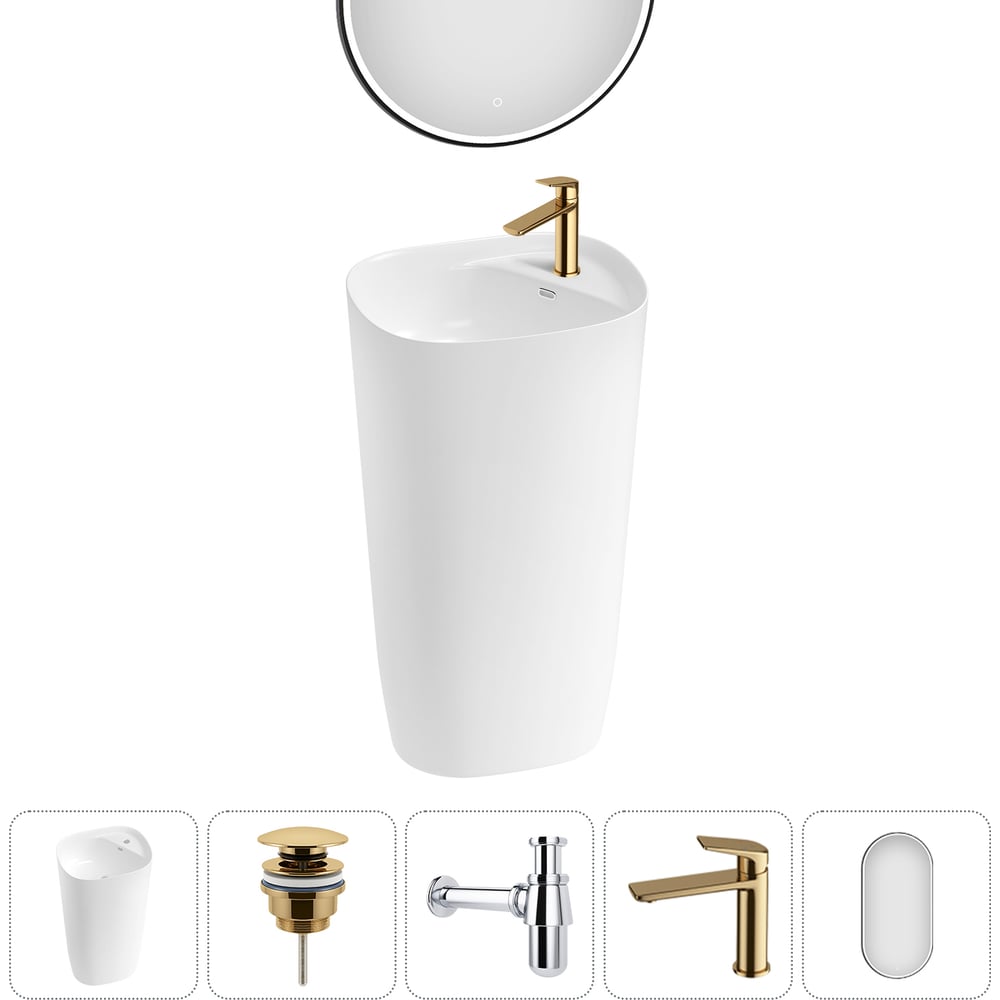 Изображение товара Комплект Wellsee 5 в 1 Lavinia Boho напольная раковина белый фарфор