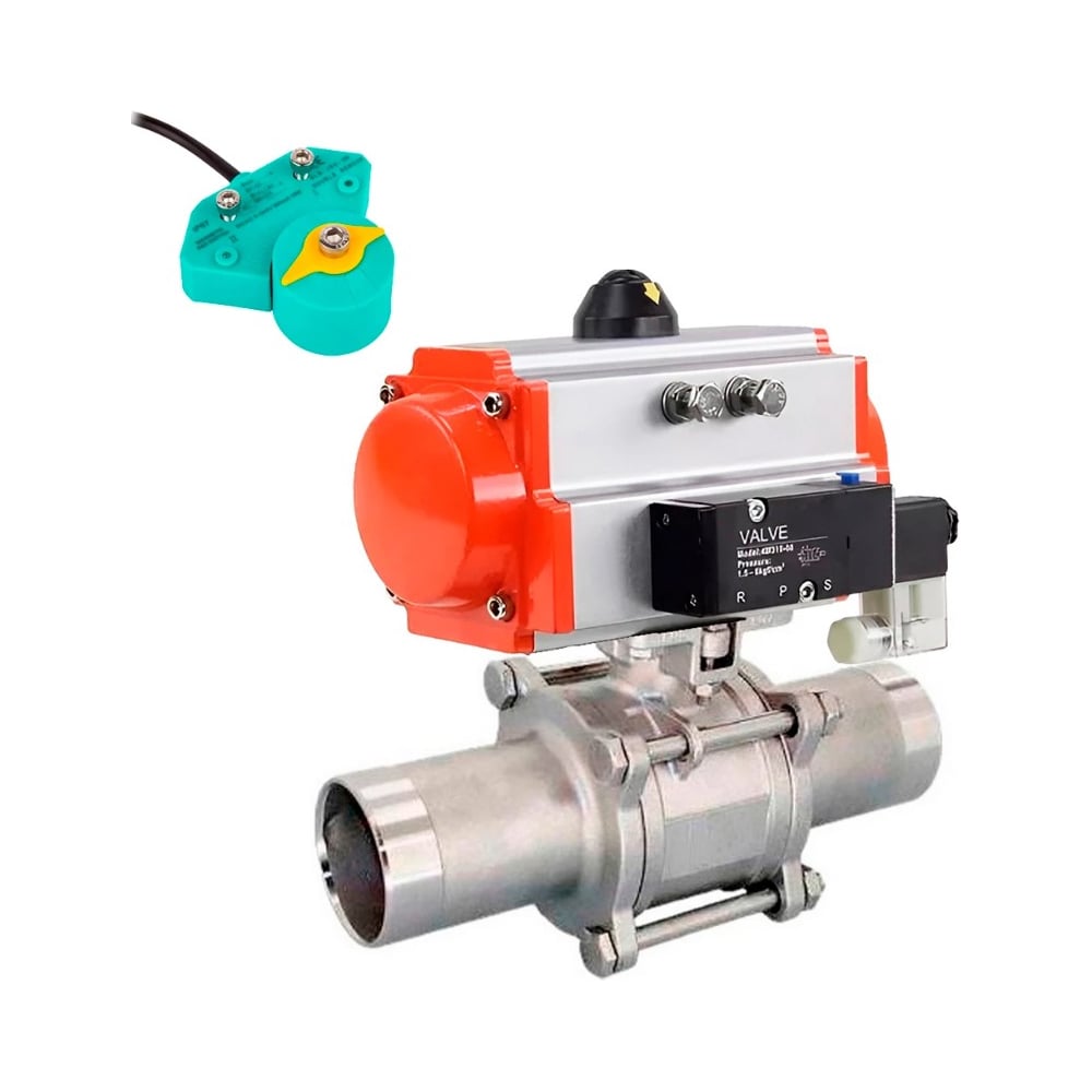 Изображение товара Кран DN10 PN63, двухходовой, нерж. сталь, приварка, 180 °C