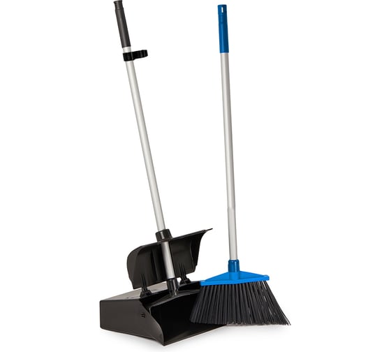 Изображение товара Комплект для подметания SYR Lobby, совок с откидной крышкой, угловая щетка, 2 ручки синий S0354004
