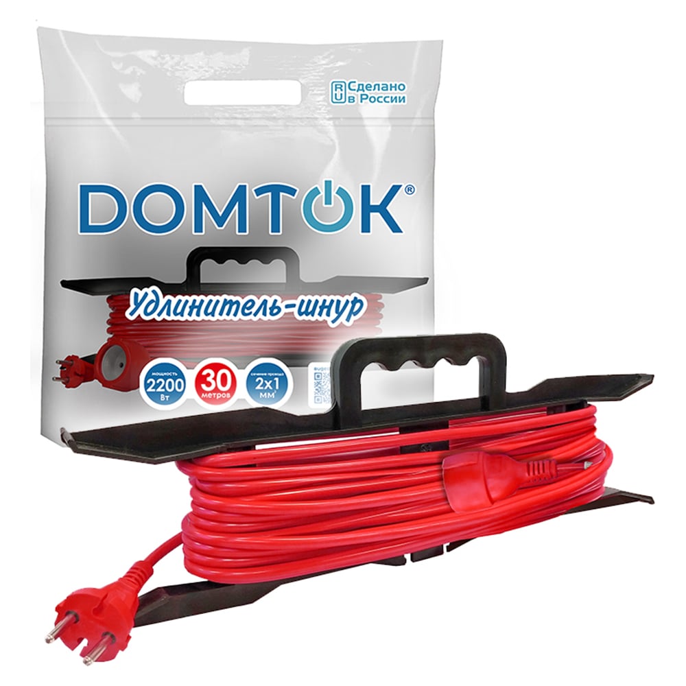 Изображение товара Удлинитель-шнур на рамке DOMTOK ПВС 2*1, 2,2кВт, без заземления, 30м 2475 Изображение товара Удлинитель-шнур на рамке DOMTOK ПВС 2*1, 2,2кВт, без заземления, 30м 2475