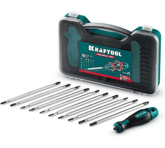 Изображение товара Отвертка в наборе с переставными стержнями KRAFTOOL Double 20, 20 шт 25817