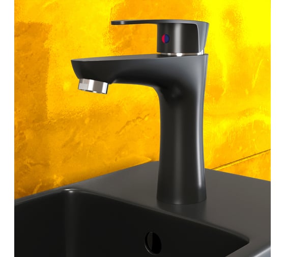 Изображение товара Смеситель для раковины c коротким изливом CAPELТип 1 ABS-пластик, черный CAP-SR-B-01