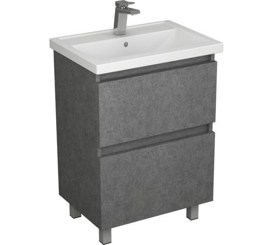 Изображение товара Тумба под умывальник Фостер 60 Uncoria Моро с 2-мя ящиками, темный камень 56073