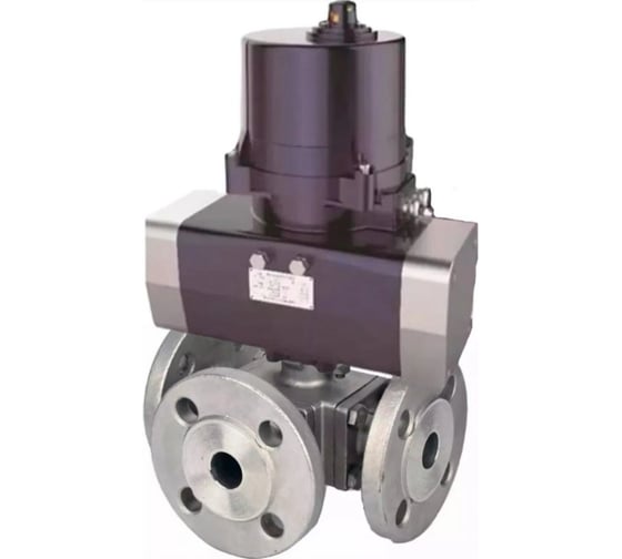 Изображение товара Кран шаровой DN.ru 316-316-PTFE L-тип Ду40 Ру16 электропривод ЭПВП-005 220В D160-63043