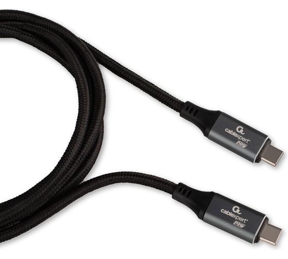Изображение товара Кабель Cablexpert USB4.0, Type-C/Type-C, 5А, 240Вт, PD3.1/QC4.0, 40Gbps, медь, Pro, 1.8м, черный, пакет, CC-USB4-CMCM-BR-1.8M