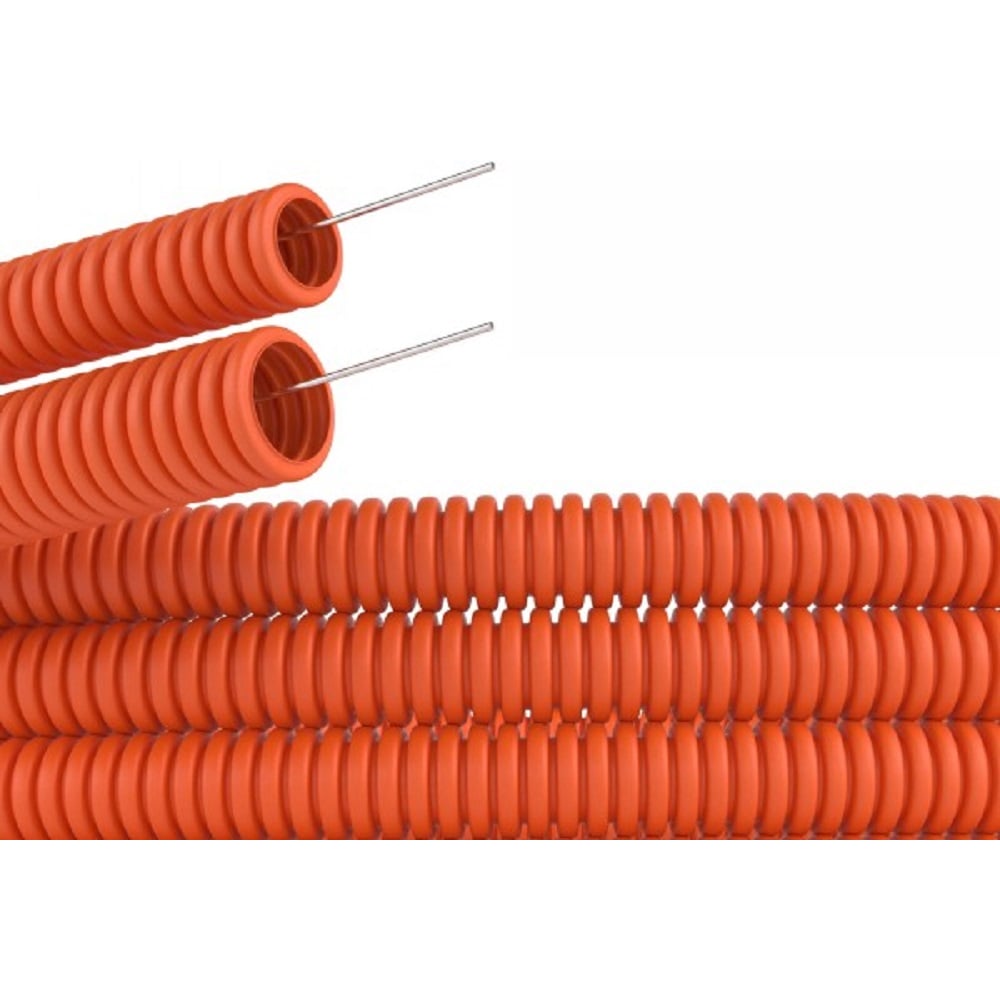 Изображение товара Гофрированная труба ПНД AGIS с зондом D50мм 15м оранжевая