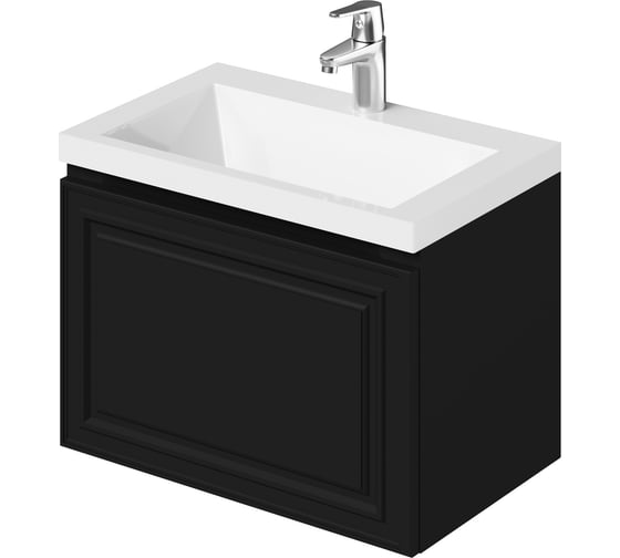 Изображение товара Тумба с раковиной в ванную ИТАНА Verona 60 602x377x440 Черный софт 4657836466294