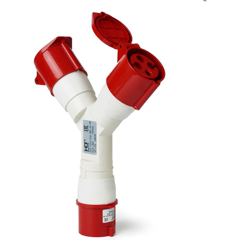 Изображение товара Розетка двухлучевая HLT 1012-214 3Р+РЕ 16А 380В IP44 с крышкой 2 шт