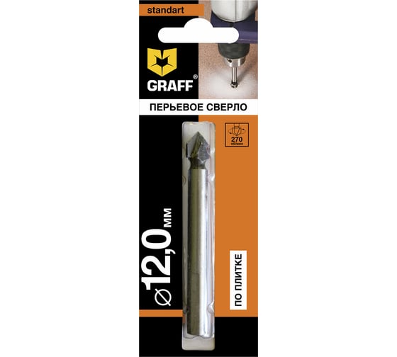 Изображение товара Сверло по стеклу и керамике 12x90 мм GRAFF 801292