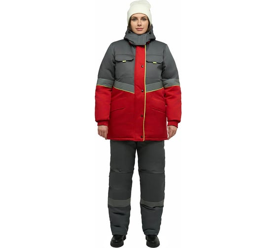 Изображение товара Костюм женский утеплённый Уралспецзащита Северная широта куртка + полукомбинезон цвет красный/серый 72-74/170-176 з43-кпк-жен-кр-72-170