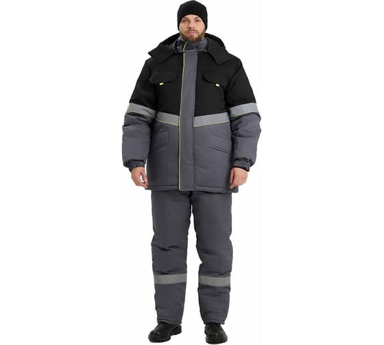 Изображение товара Костюм Уралспецзащита Северная широта куртка+брюки черный/серый размер 76-78/182-188 з43-кбр-сер-76-182