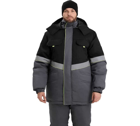 Изображение товара Куртка мужская утепленная Уралспецзащита Северная широта цвет черный/серый размер 76-78/182-188 з43-ку-сер-76-182