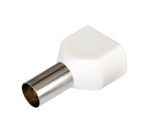 Изображение товара Наконечник HLT Ншви(2) штыревой втулочный изолированный двойной, 7510 белый 20шт. (50уп./уп.) 084-04-426