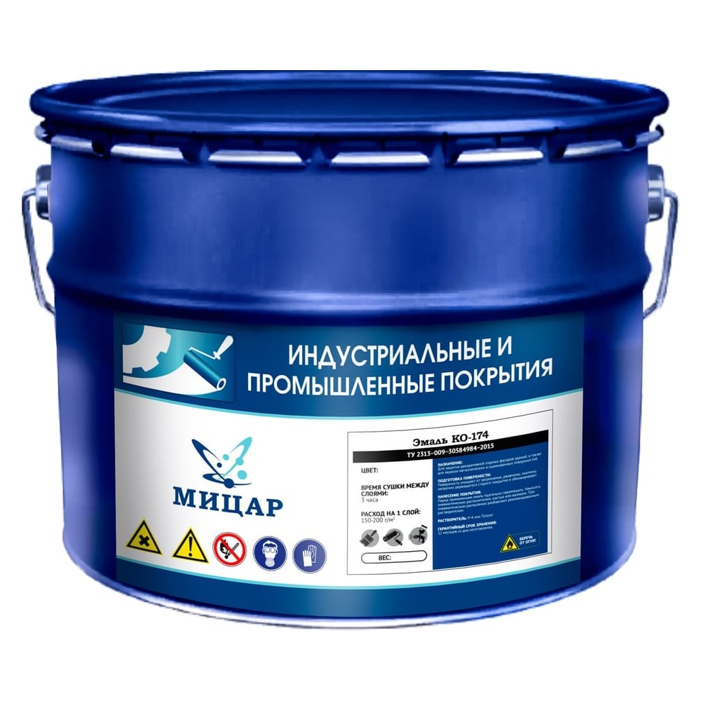 Изображение товара Эмаль Мицар КО-174 для наружных работ желтая 0.8 кг