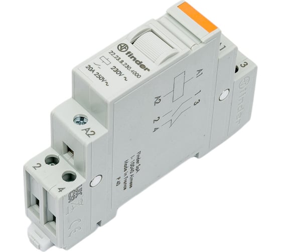 Изображение товара Модульное реле Finder 1НО + 1НЗ 20А, 230В AC, 222382304000