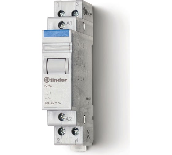 Изображение товара Модульное реле Finder 2НЗ контакта 20А, 240В AC, 222482404000