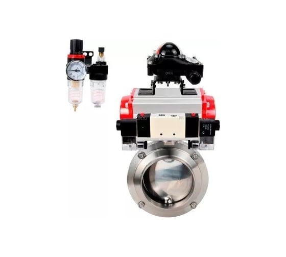 Изображение товара Затвор DN.ru clamp 304-304-EPDM Ду20 Ру10 пищ.нерж.сталь,пн.привод, пн.распр, БКВ, БПВ D050-75571