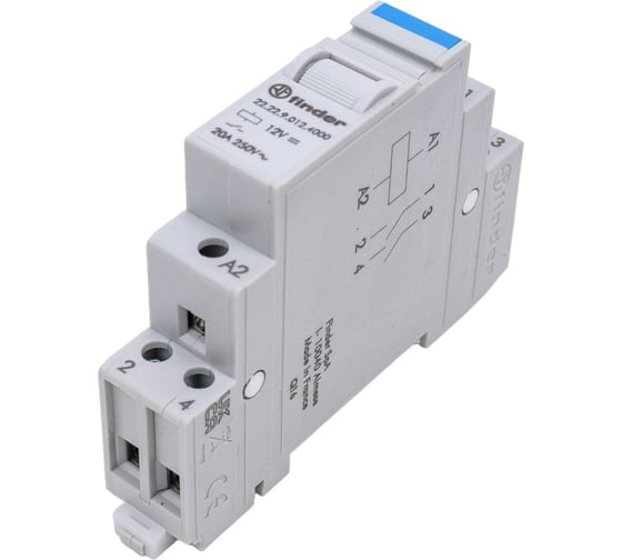Изображение товара Модульное реле Finder 2НО контакта 20А, = 12В DC, 222290124000