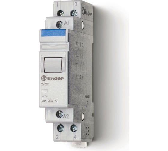 Изображение товара Модульное реле Finder 2НО контакта 20А, 24В AC, 222280244000