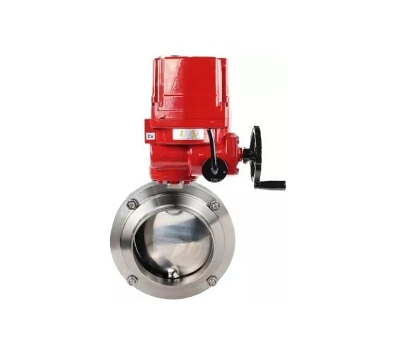 Изображение товара Затвор DN.ru clamp 304-304-Sil-2W-C-H Ду25 Ру10 пищ.нерж.сталь, электропривод взрыв. 24В D050-73655