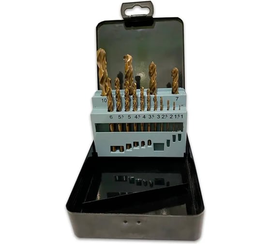 Изображение товара Набор сверл по металлу ООО «РЕСТ-ИНВЕСТ» Р6М5К5, 1-10 мм, 19 штук 1001