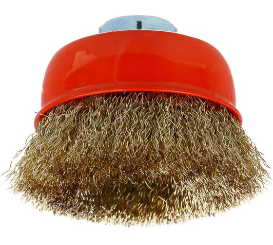 Изображение товара Щетка чашечная ЕРМАК PROFI для УШМ, витая латунированная стальная проволока 0.3мм, 75мм, М14 679-041
