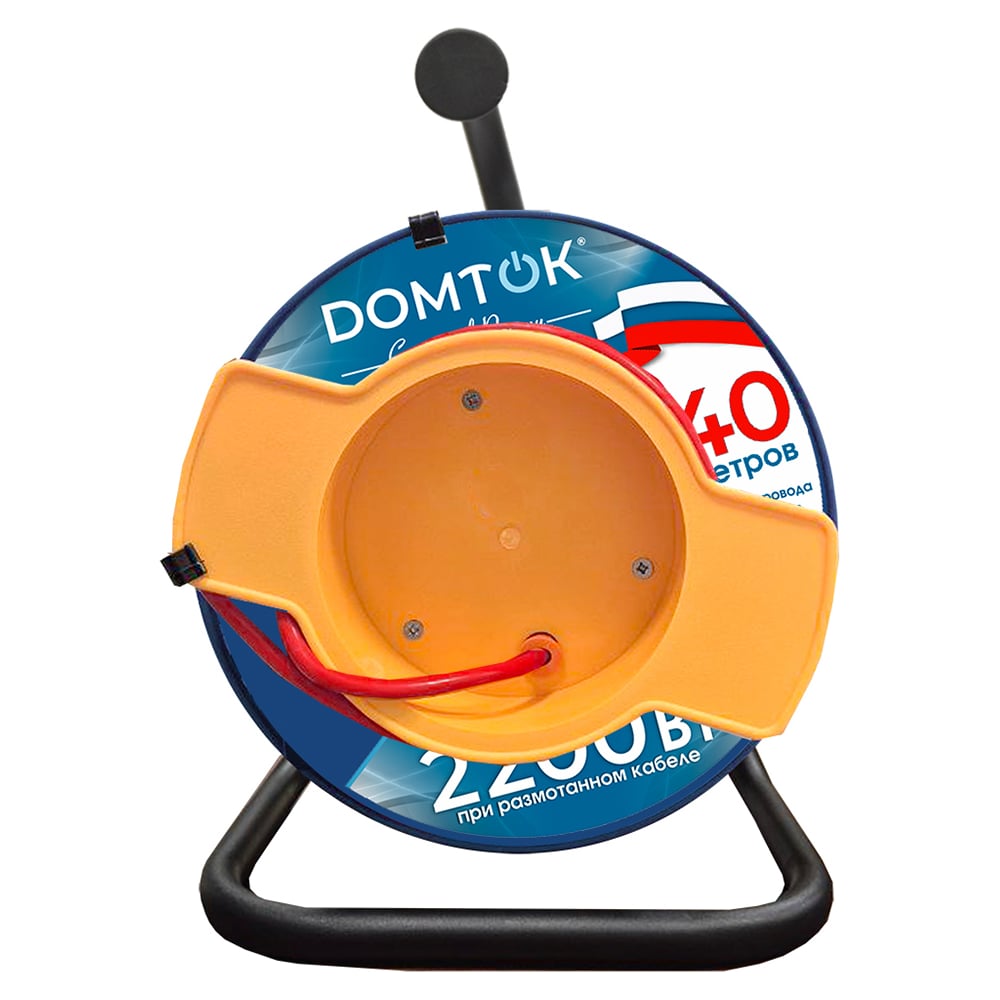Изображение товара Удлинитель силовой на катушке DOMTOK с 1 выносной розеткой, ПВС 2*1, 2,2кВт, б/з 40м 2429 Изображение товара Удлинитель силовой на катушке DOMTOK с 1 выносной розеткой, ПВС 2*1, 2,2кВт, б/з 40м 2429
