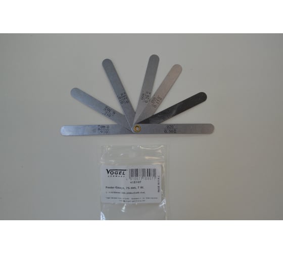 Изображение товара Щупы (набор) Vogel 0,10 ... 0,50 L=75, Н=10, нерж., для рег.клап. 7 шт. (полиэт) 415107