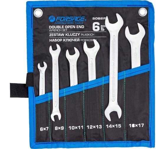 Изображение товара Ключи рожковые Forsage набор 6 предметов (6х7, 8х9, 10х11, 12х13, 14х15, 16х17мм) F-5062P(65654)