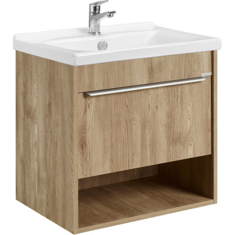 Изображение товара Тумба под раковину AQUATON Хоуп 60 с ящиком орех современная мебель для ванной