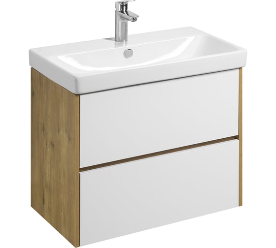 Изображение товара Тумба под раковину AQUATON Сканди 80 белый, дуб рустикальный 1A283001SDZ90