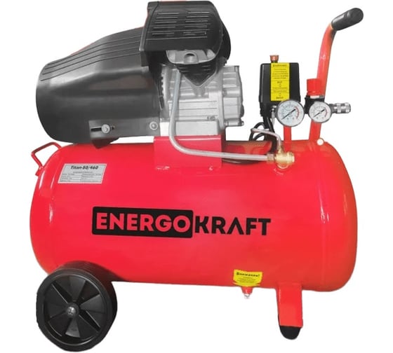 Изображение товара Компрессор ENERGOKRAFT Titan-50/460, 2,3кВт, 50л, 460 л/мин, 2-х цилиндровый и V-образная «голова» РБ000035725