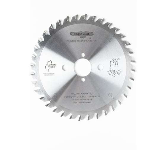 Изображение товара Пила дисковая Golden Eagle HW подрезная 180x30x4,3-5,5/3,2 z36 KO-WZ Filato 2/7/42 + 2/10/60 GE TL26189