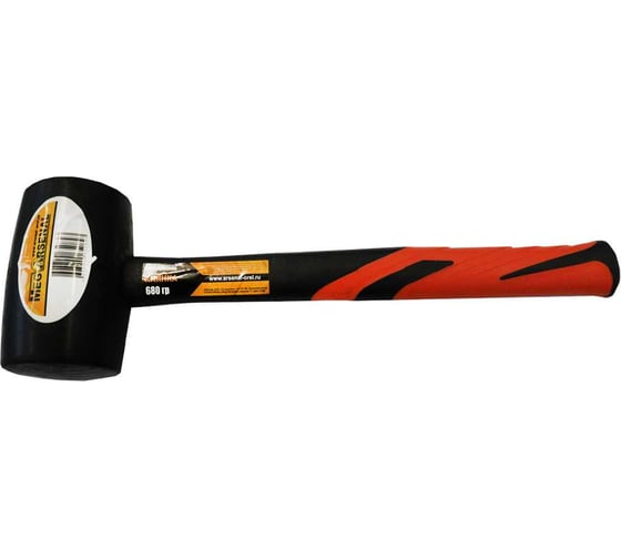 Изображение товара Молоток киянка резиновый MegArsenal 680гр фиберглассовая рукоятка, чёрная резина RH01B0024