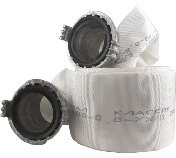 Изображение товара Рукав пожарный напорный Русарсенал "Классик" РПК(В)-100-0,8-УХЛ1 с головками ГРВ-100 Ал, (20±1м) 21105