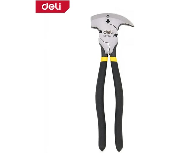 Изображение товара Плоскогубцы для проволочных заграждений Deli 5-в-1 DL100310 250мм (молоток, кусачки, гвоздодер, зажим, обжим) обливная рукоять 179572